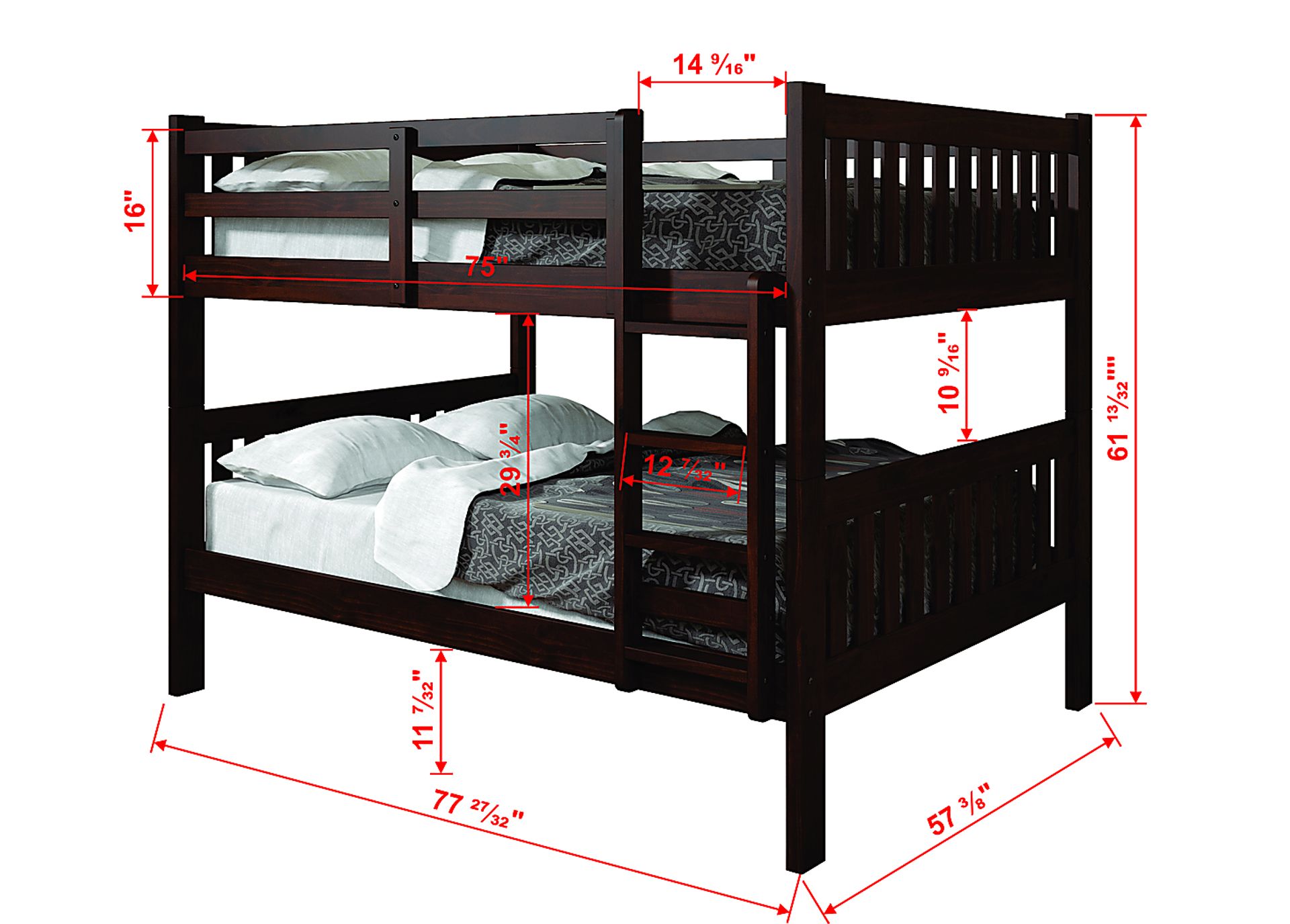 Kids Aleyna III Dark Brown Full/Full Bunk Bed with Drawers - Image 7