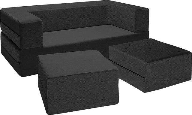 Alfy Black Convertible Loveseat and Ottomans - Thumbnail - Image 2