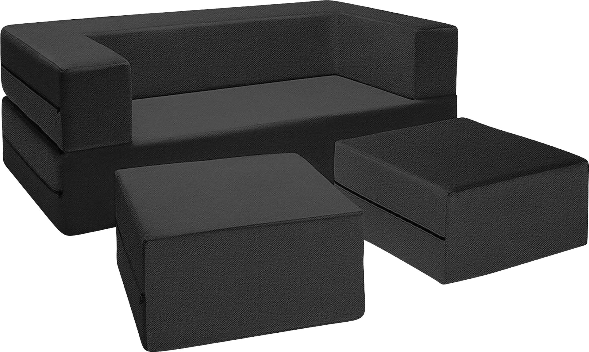 Alfy Black Convertible Loveseat and Ottomans - Image 2