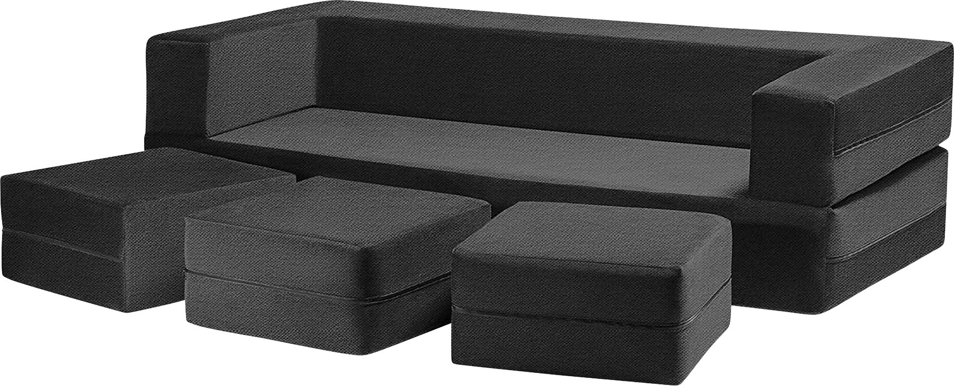 Alfy Black Convertible Sofa and Ottomans - Image 2