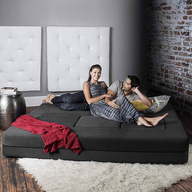 Alfy Black Convertible Sofa and Ottomans - Thumbnail - Image 4