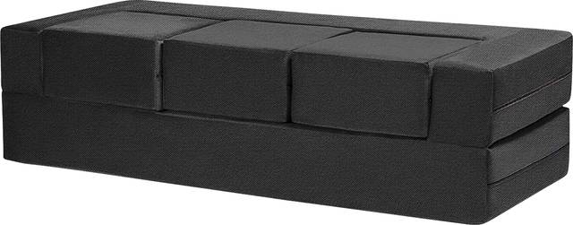 Alfy Black Convertible Sofa and Ottomans - Thumbnail - Image 1