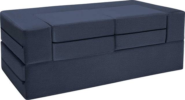 Alfy Blue Convertible Loveseat and Ottomans - Thumbnail - Image 1