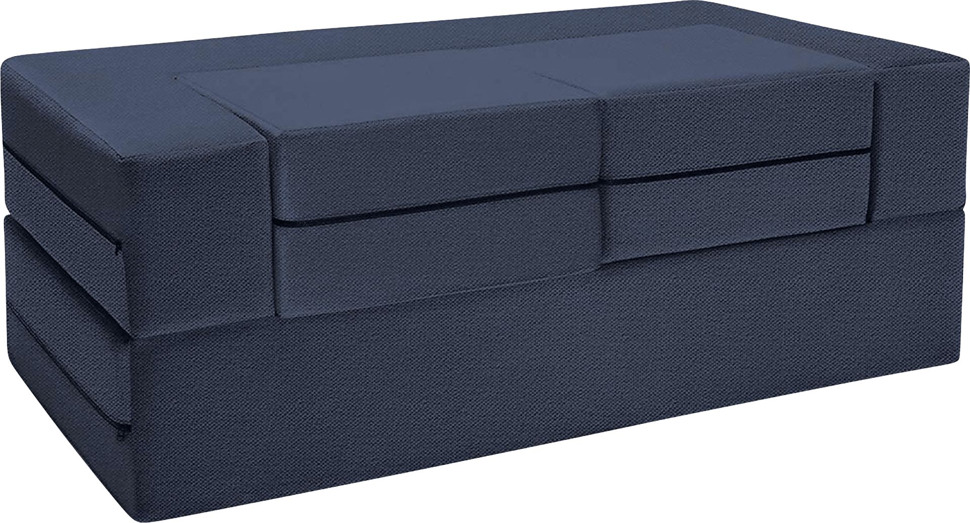Alfy Blue Convertible Loveseat and Ottomans - Image 1