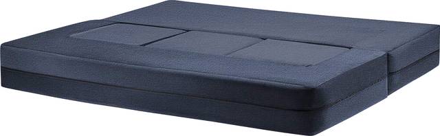 Alfy Blue Convertible Sofa and Ottomans - Thumbnail - Image 3