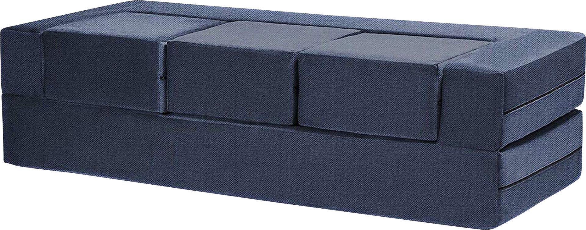Alfy Blue Convertible Sofa and Ottomans - Image 1