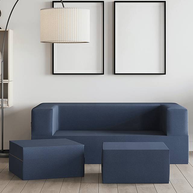 Kids Alfy Blue Loveseat & Ottomans Set - Thumbnail - Image 2