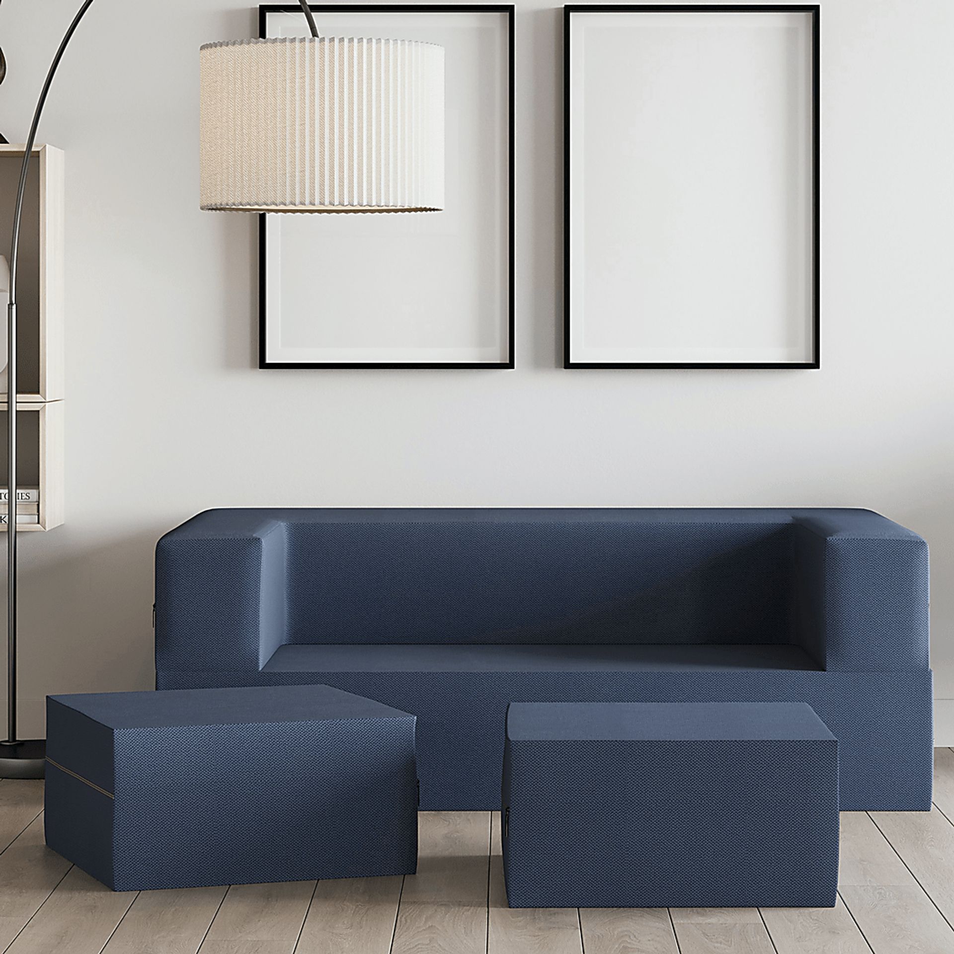 Kids Alfy Blue Loveseat & Ottomans Set - Image 2