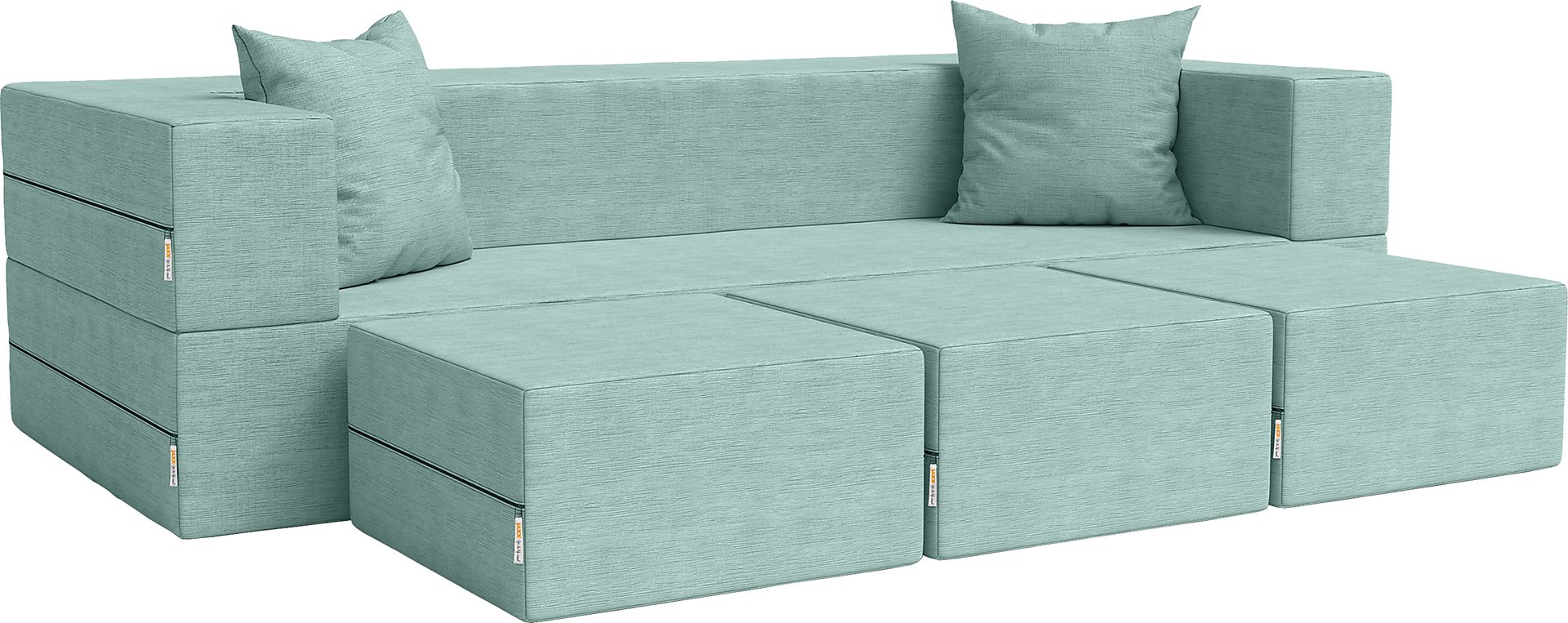 Kids Alfy Blue Sofa & Ottomans, Set of 4 - Image 1
