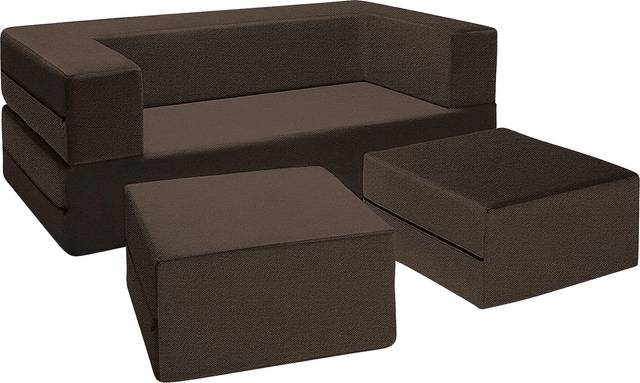 Alfy Brown Convertible Loveseat and Ottomans - Thumbnail - Image 2