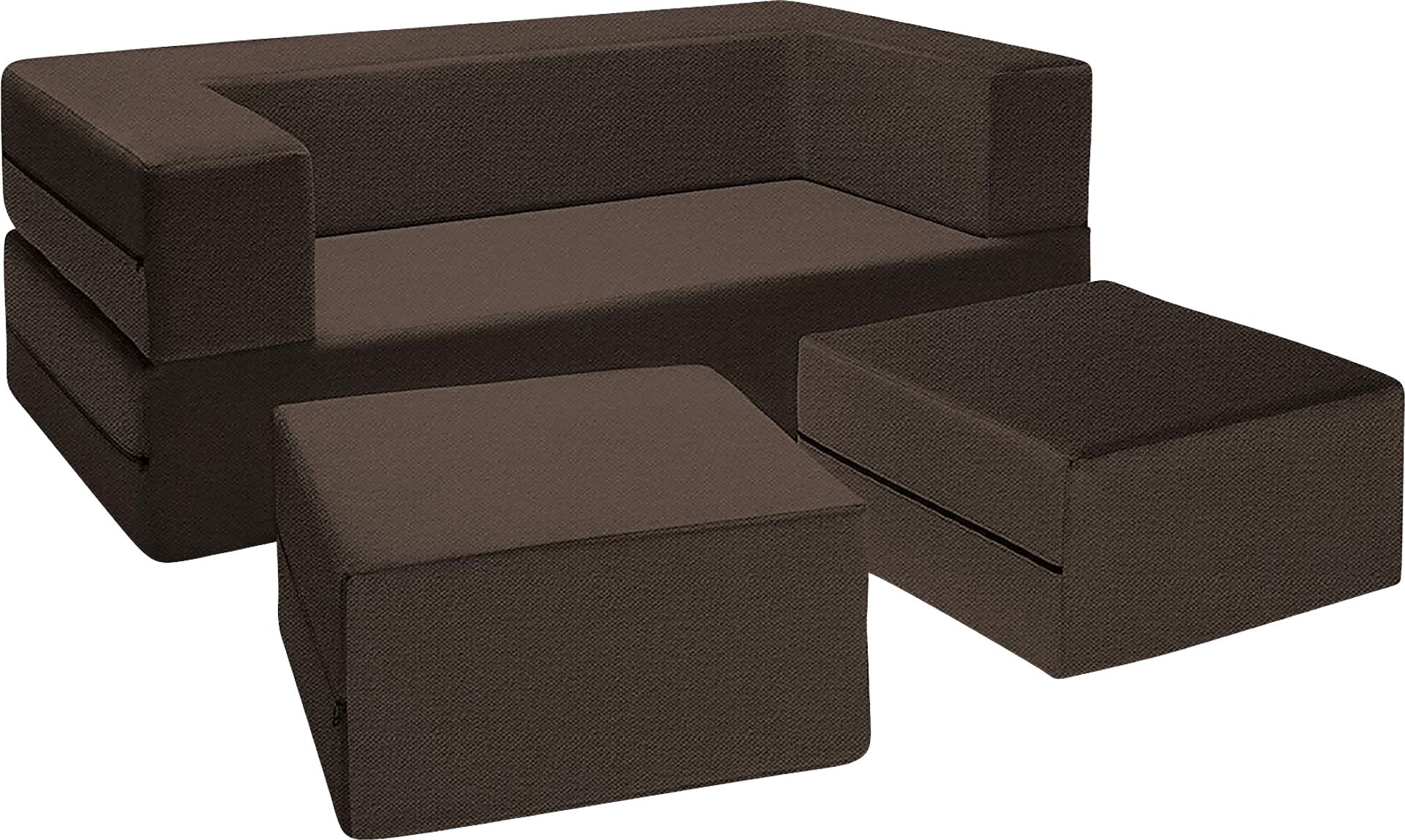 Alfy Brown Convertible Loveseat and Ottomans - Image 2