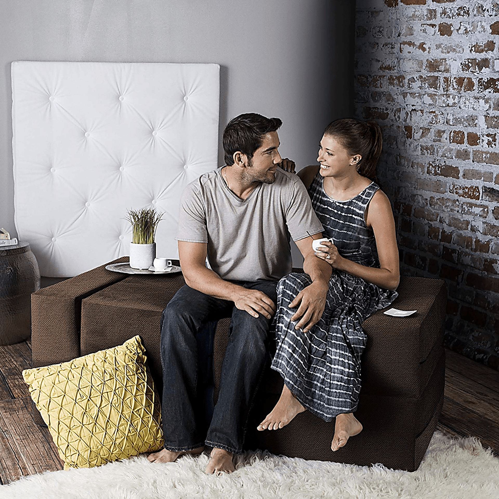 Alfy Brown Convertible Loveseat and Ottomans - Image 6