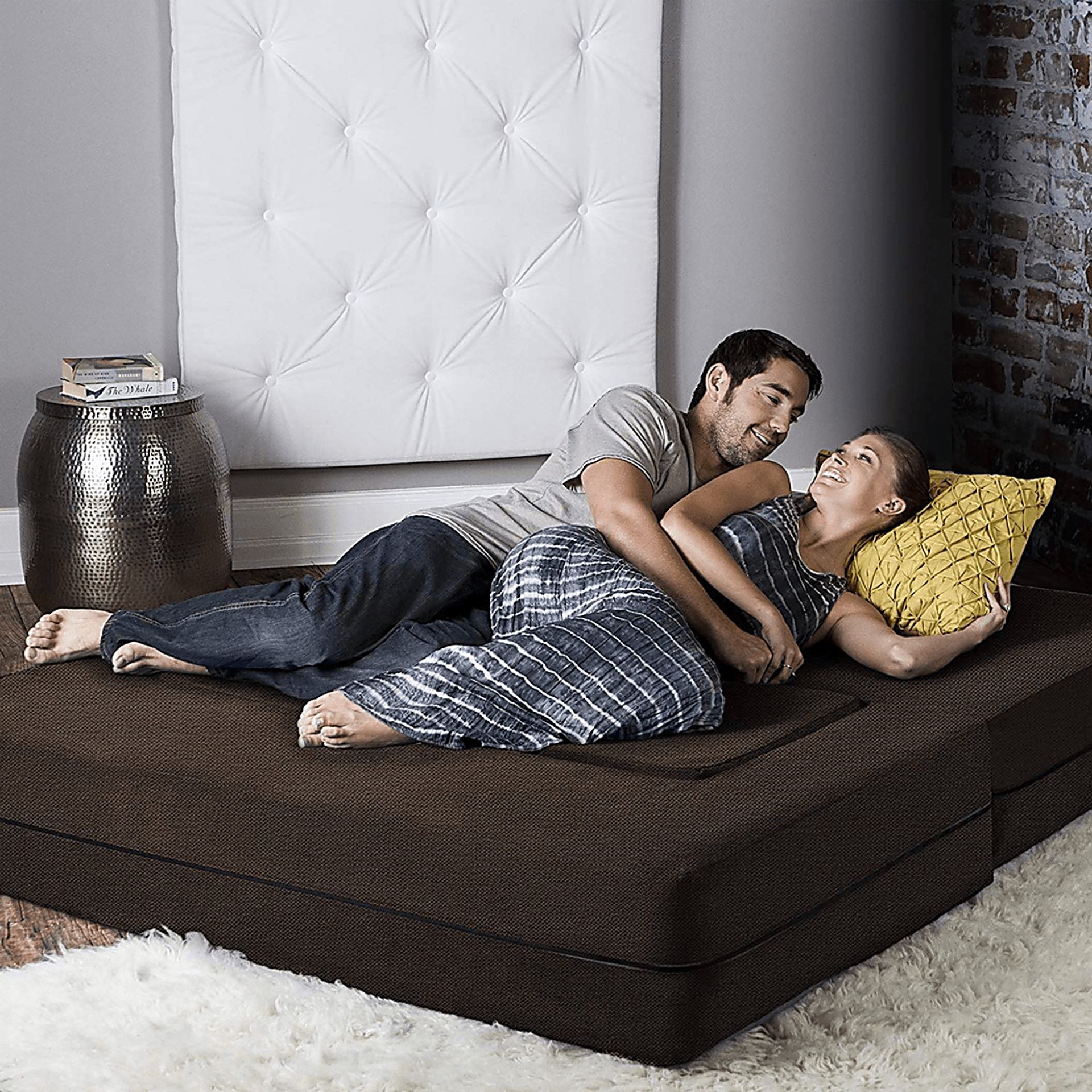 Alfy Brown Convertible Loveseat and Ottomans - Image 7