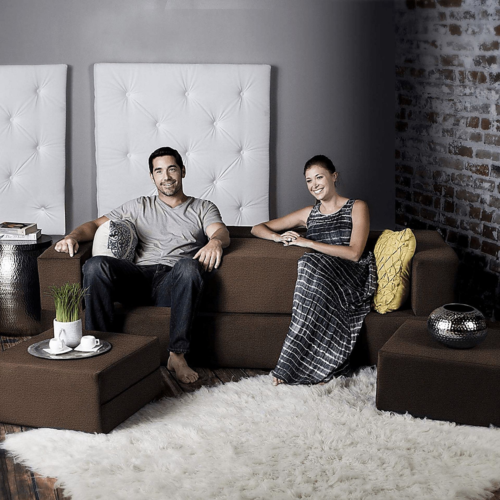 Alfy Brown Convertible Sofa and Ottoman - Image 6