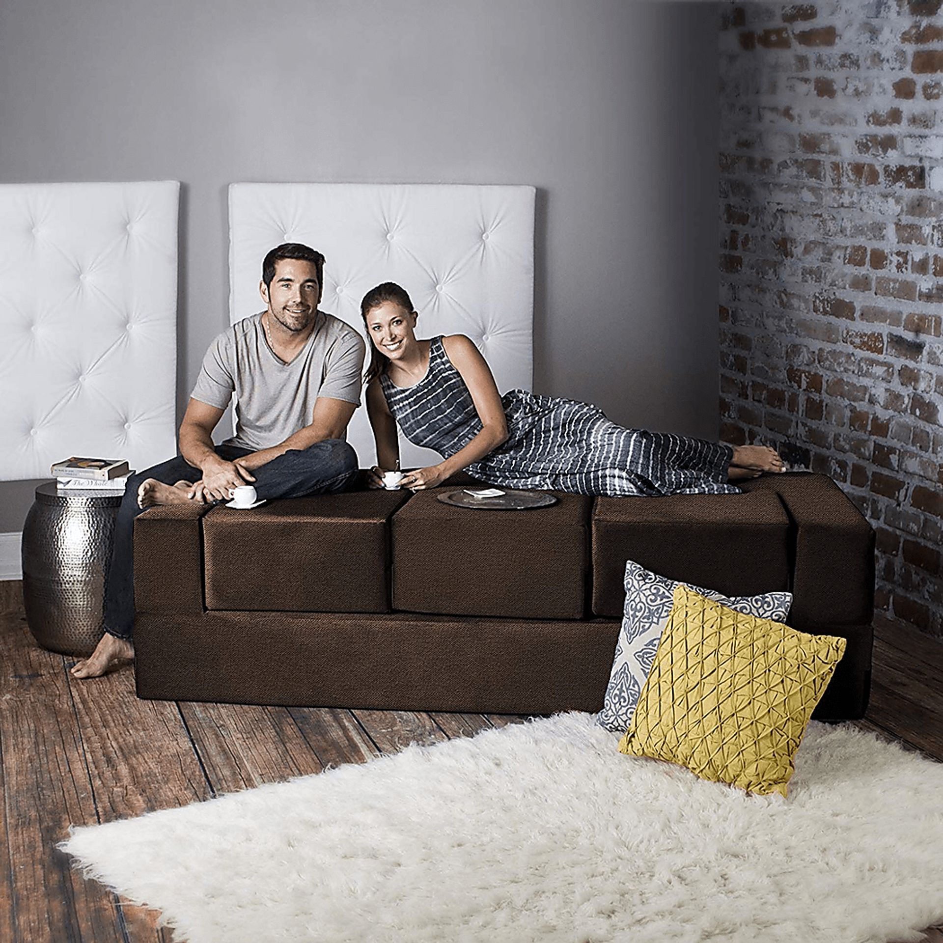 Alfy Brown Convertible Sofa and Ottoman - Image 7