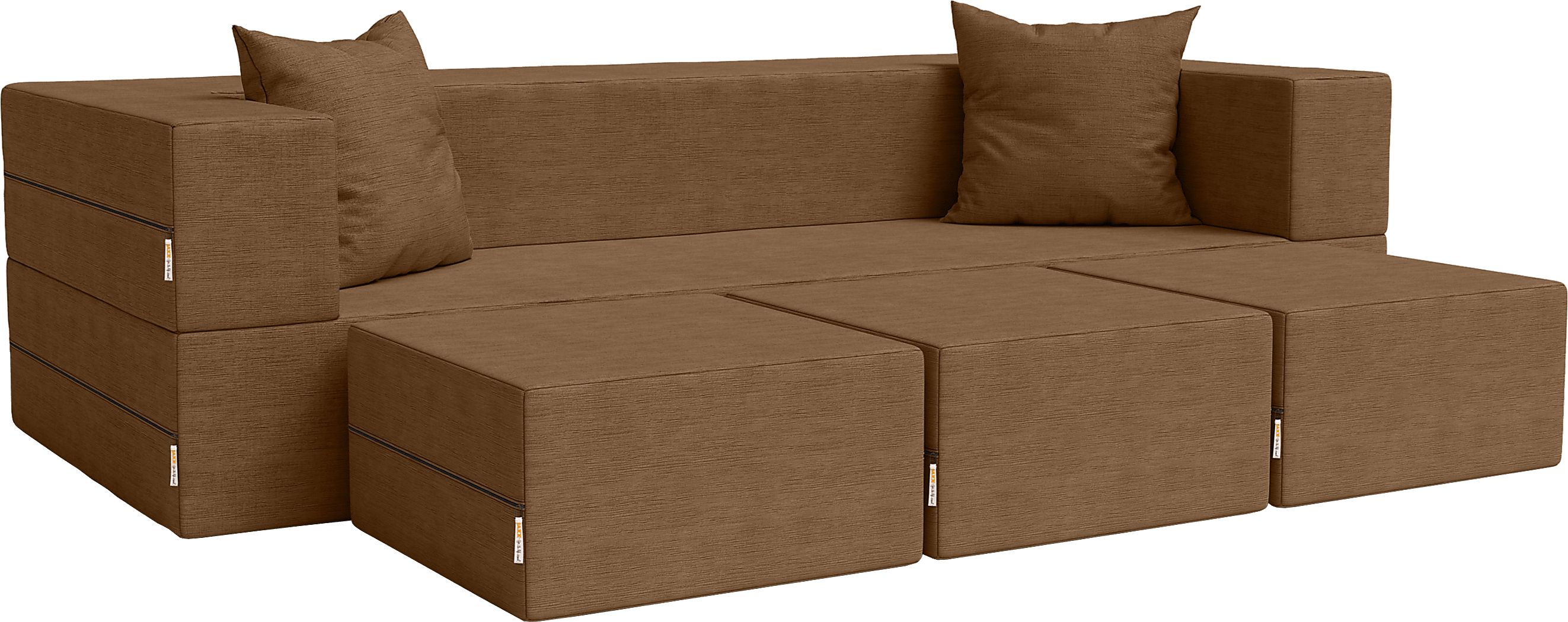Kids Alfy Brown Sofa & Ottomans, Set of 4