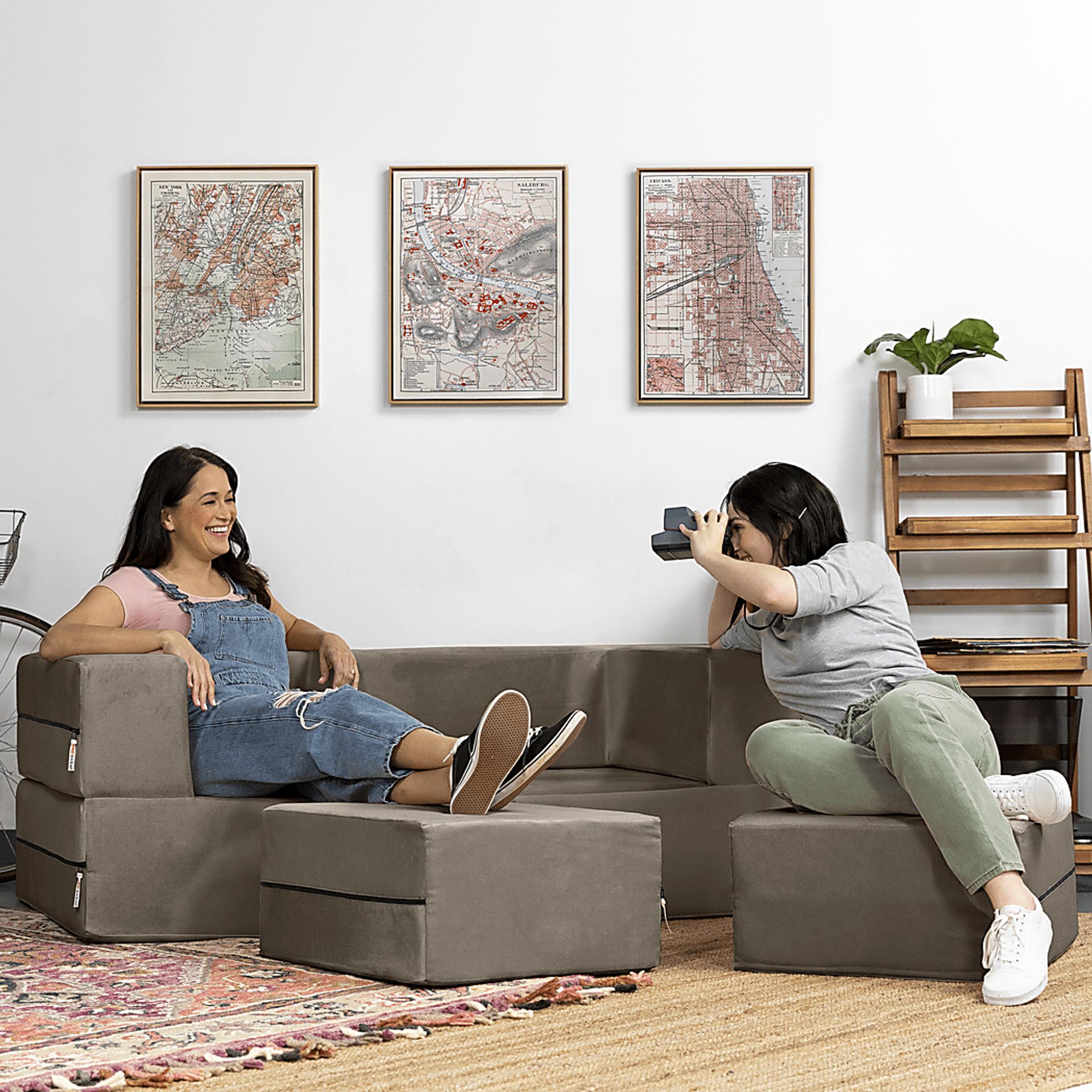 Kids Alfy Brown Loveseat & Ottomans Set - Image 3