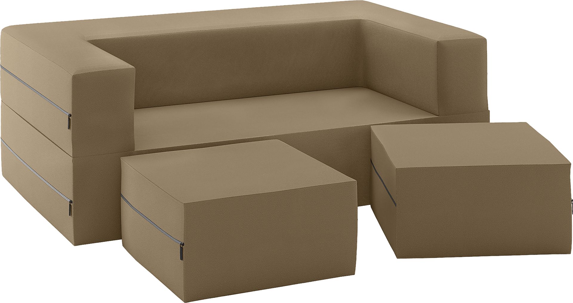 Kids Alfy Brown Loveseat & Ottomans Set - Image 1