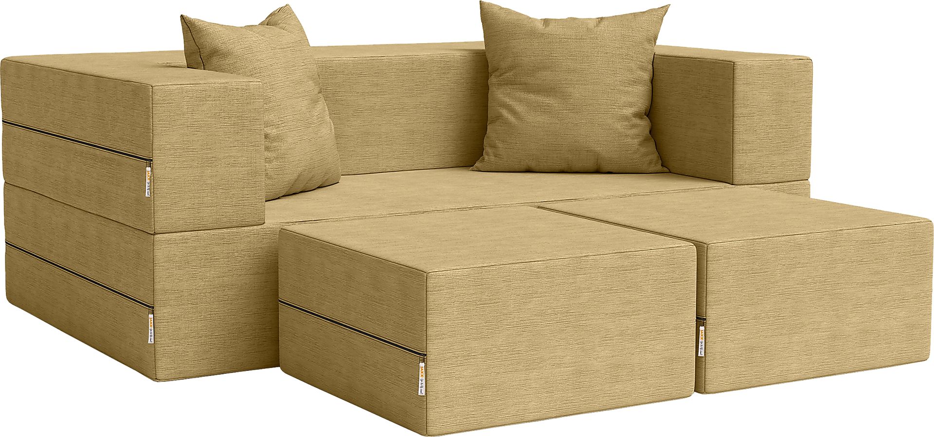 Kids Alfy Camel Loveseat and Ottomans, Set of 3 - Image 1