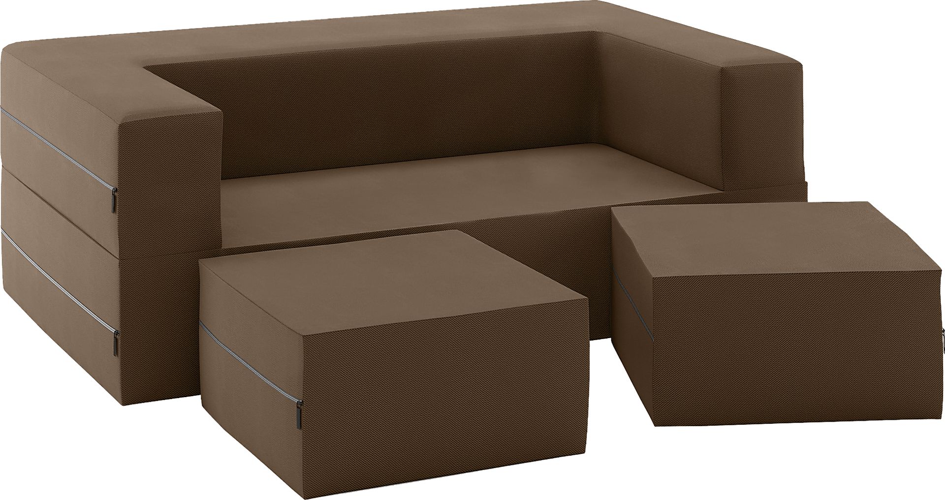 Kids Alfy Dark Brown Loveseat & Ottomans Set - Image 1