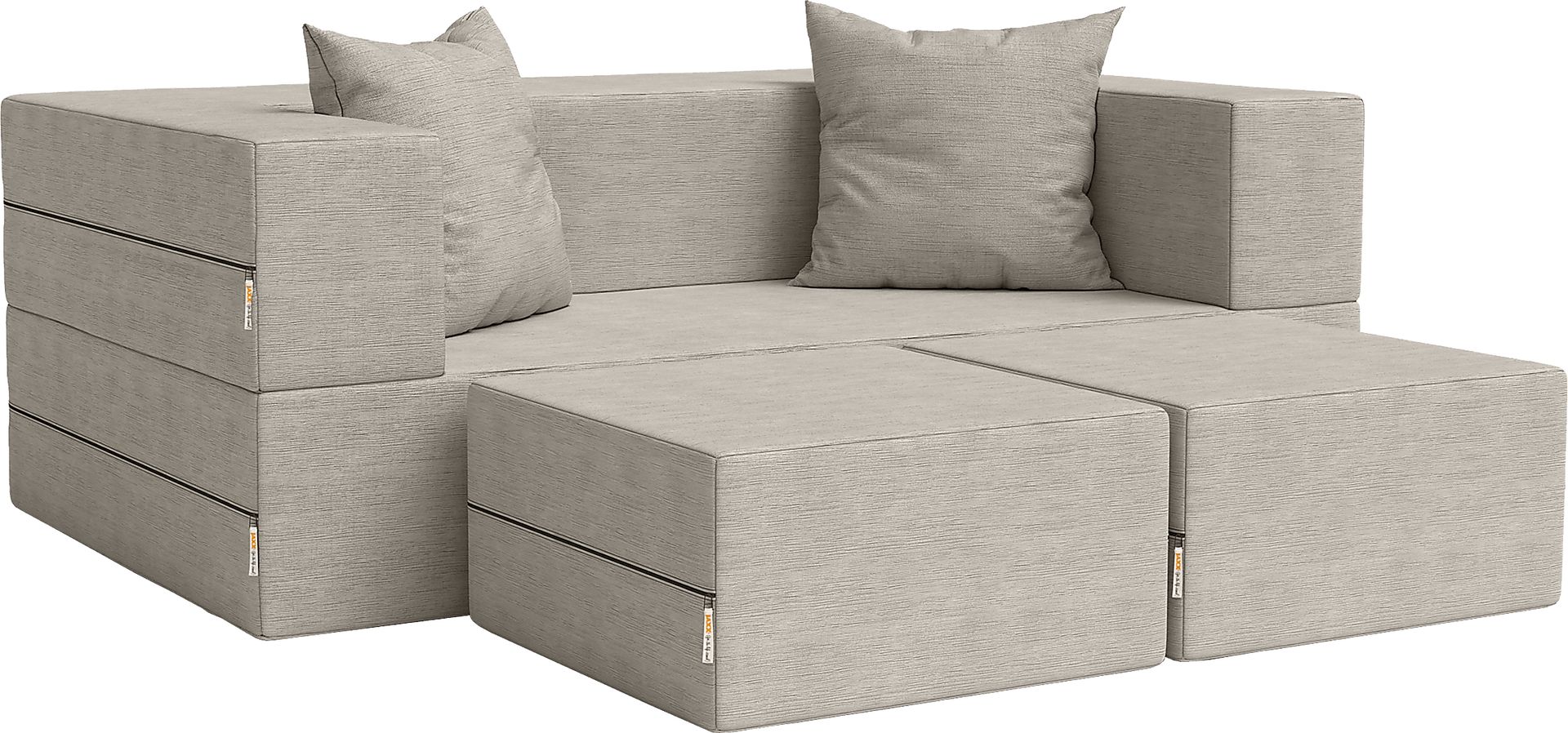 Kids Alfy Dove Gray Loveseat & Ottomans, Set of 3 - Image 1