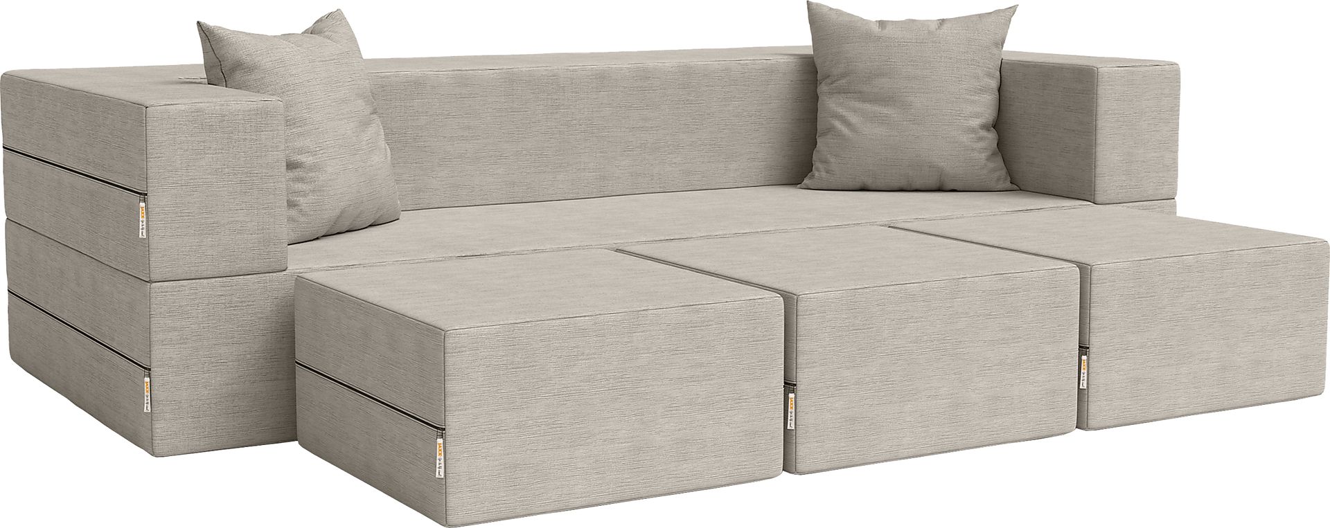Kids Alfy Dove Gray Sofa & Ottomans, Set of 4 - Image 1