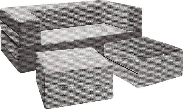 Alfy Gray Convertible Loveseat and Ottoman - Thumbnail - Image 2