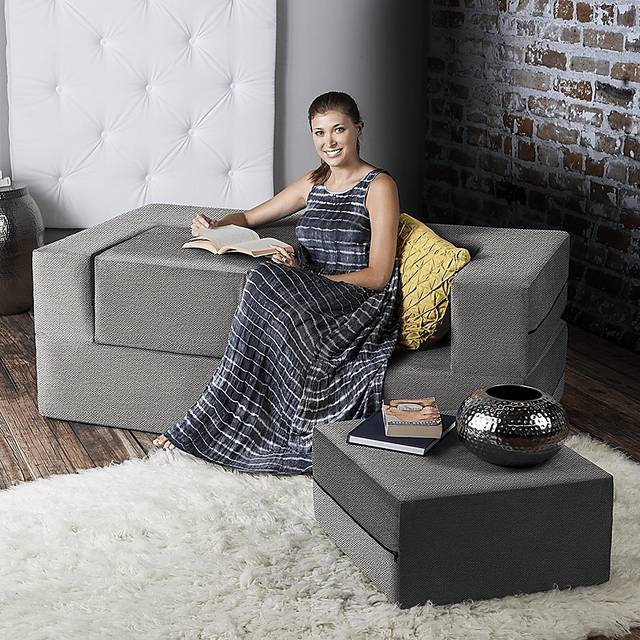 Alfy Gray Convertible Loveseat and Ottoman - Thumbnail - Image 5