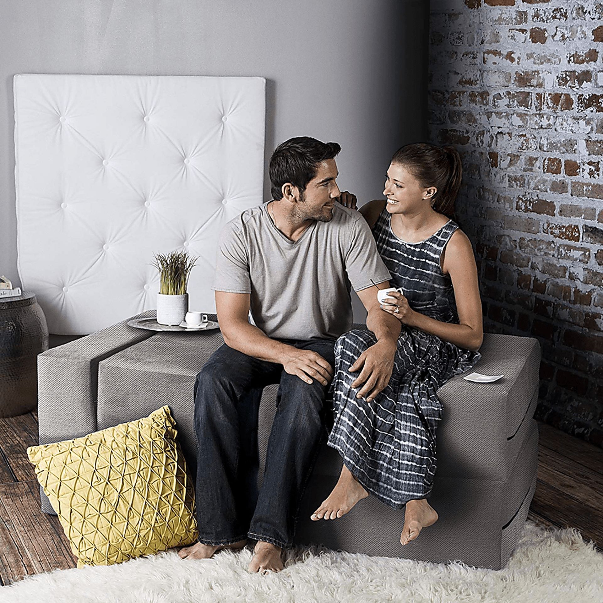 Alfy Gray Convertible Loveseat and Ottoman - Image 6