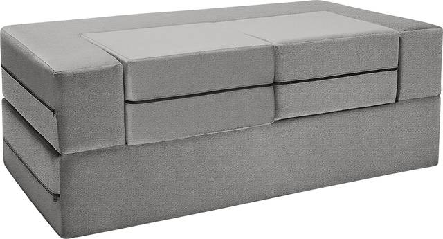 Alfy Gray Convertible Loveseat and Ottoman - Thumbnail - Image 1