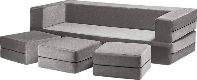 Alfy Gray Convertible Sofa and Ottoman - Thumbnail - Image 2