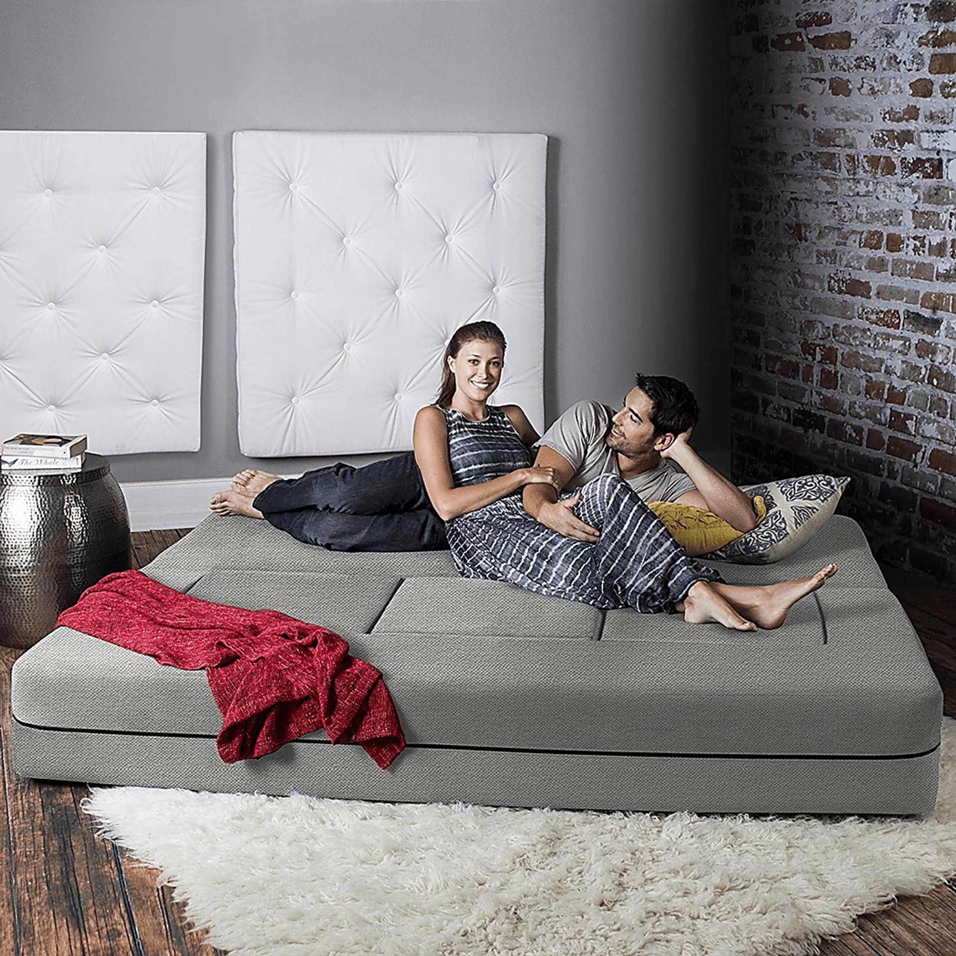 Alfy Gray Convertible Sofa and Ottoman - Image 4