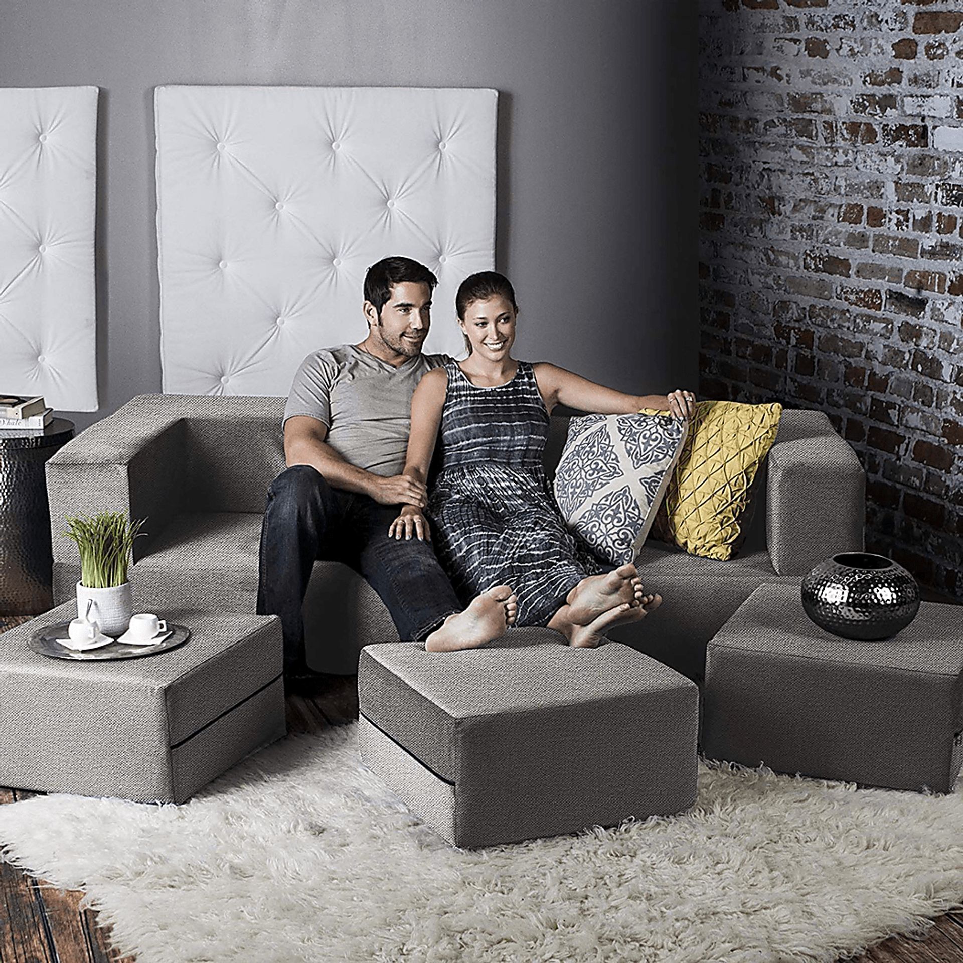Alfy Gray Convertible Sofa and Ottoman - Image 5