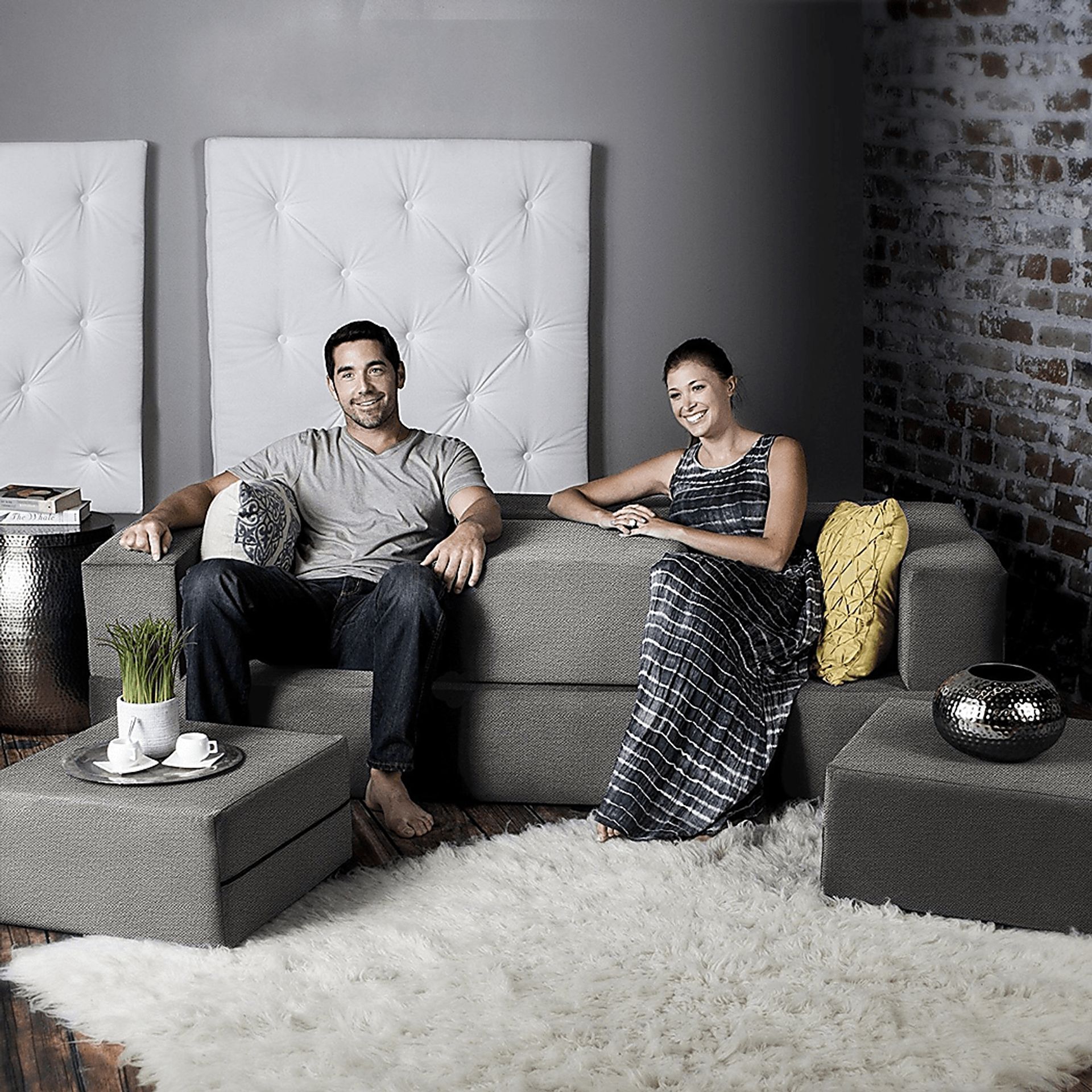 Alfy Gray Convertible Sofa and Ottoman - Image 6