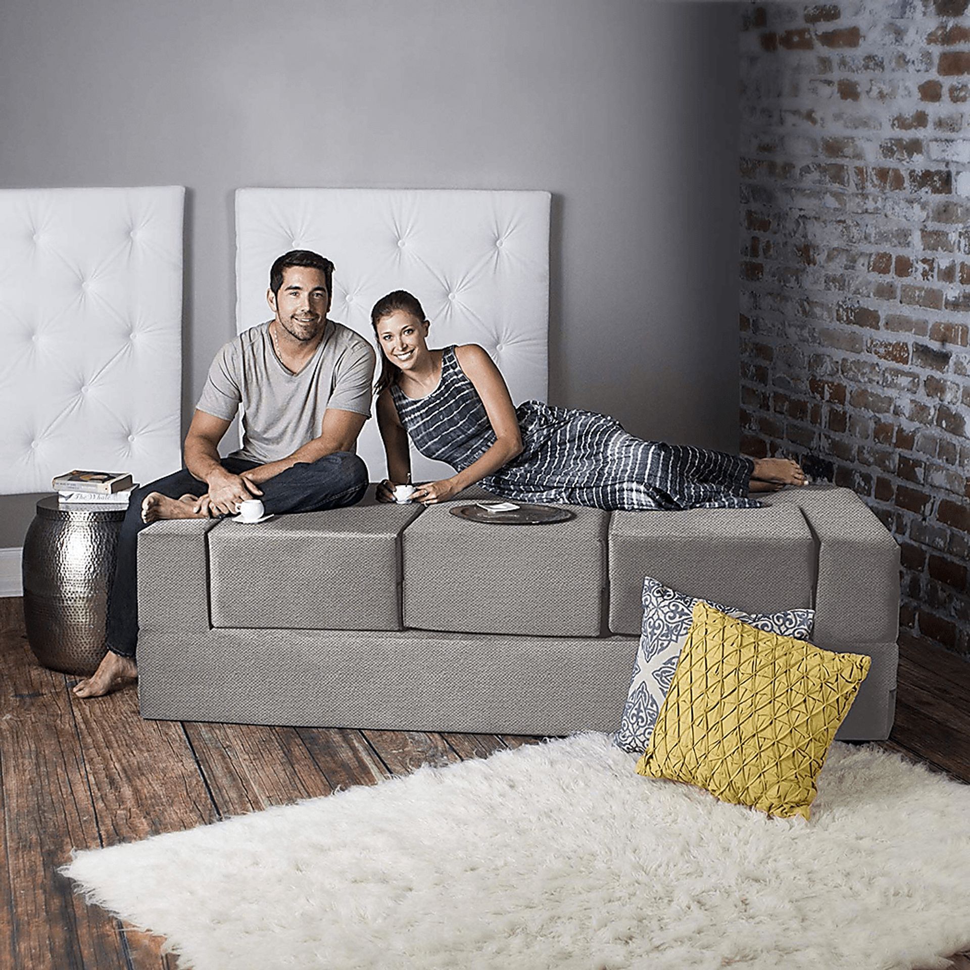 Alfy Gray Convertible Sofa and Ottoman - Image 7