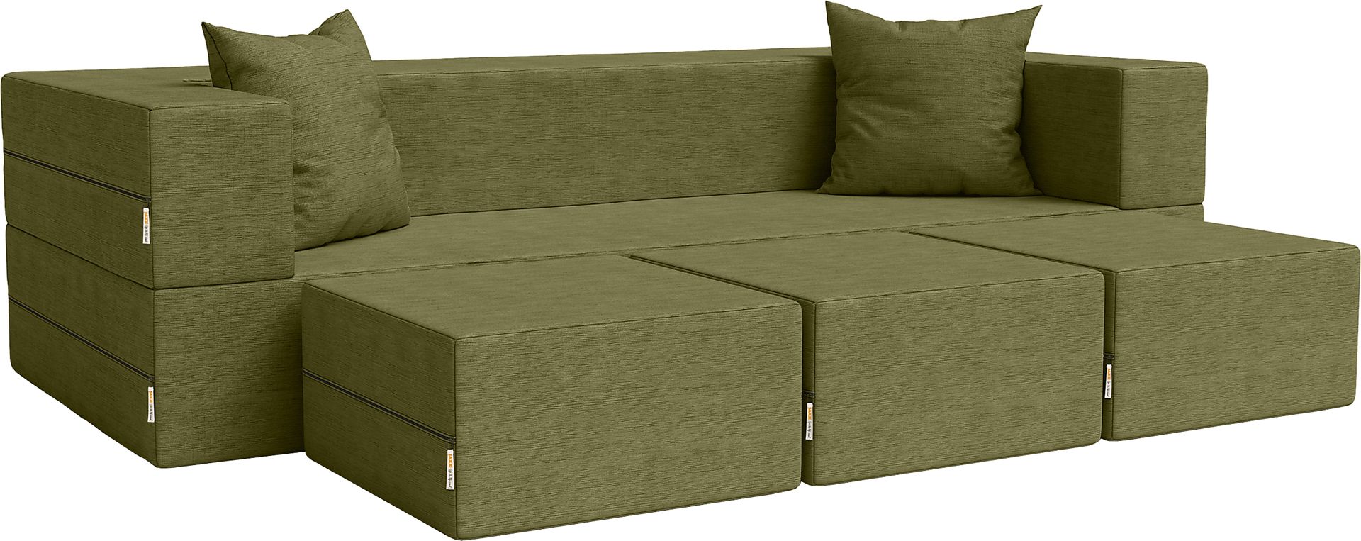 Kids Alfy Green Sofa & Ottomans, Set of 4 - Image 1