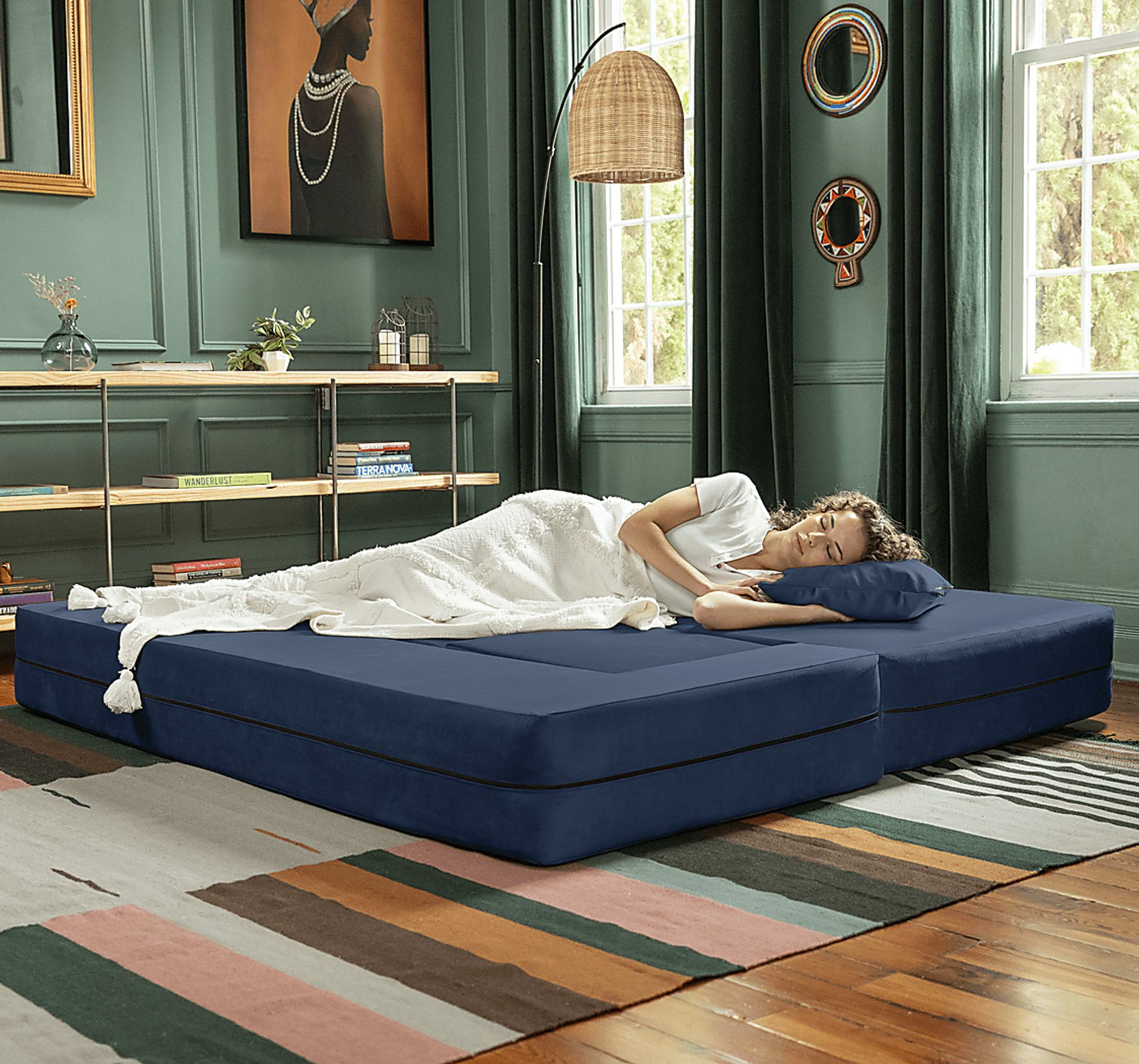 Kids Alfy Indigo Sofa & Ottomans, Set of 4 - Image 4