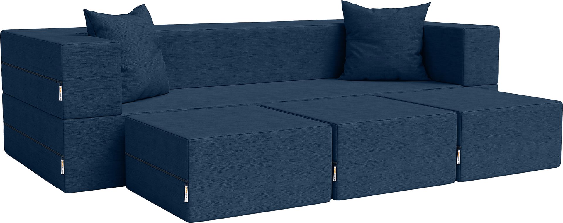 Kids Alfy Indigo Sofa & Ottomans, Set of 4 - Image 1