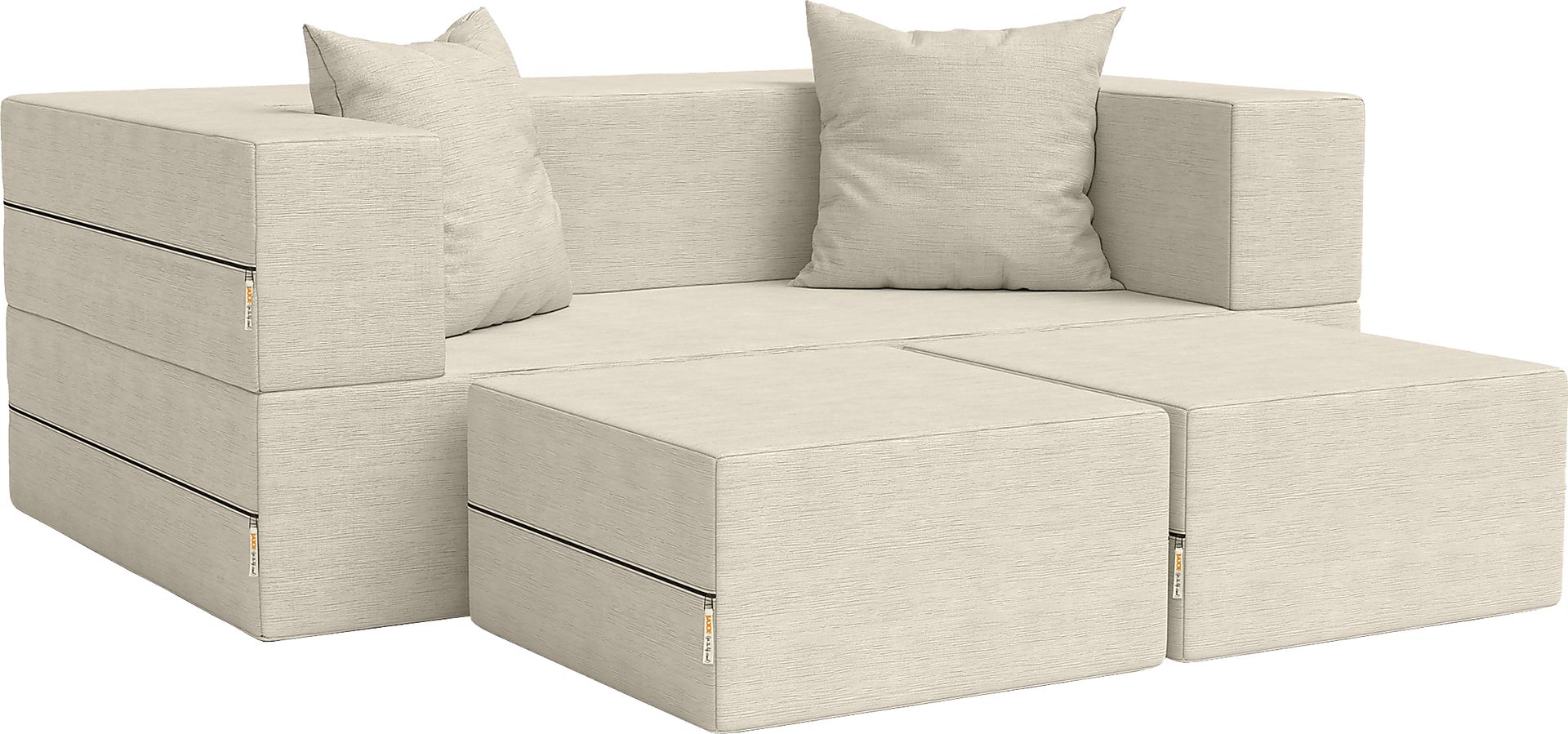 Kids Alfy Ivory Loveseat & Ottomans, Set of 3 - Image 1