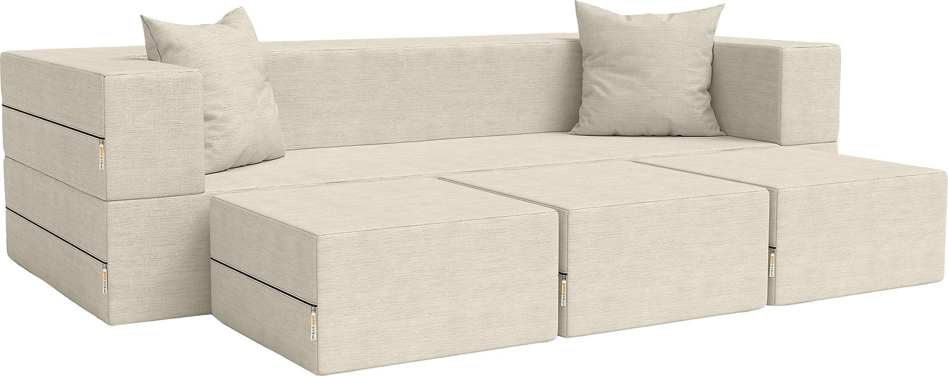 Kids Alfy Ivory Sofa & Ottomans, Set of 4 - Image 1