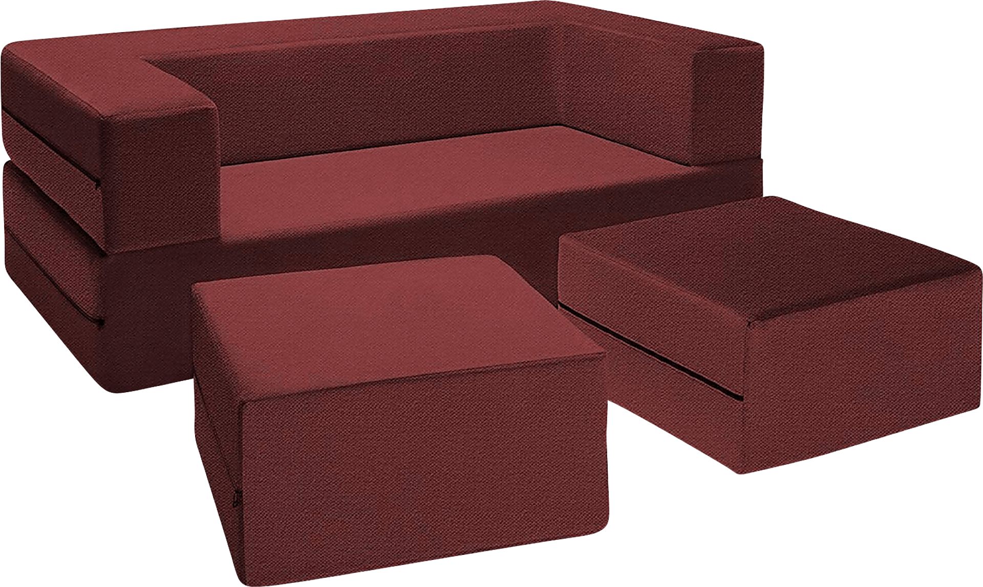 Alfy Red Convertible Loveseat and Ottoman - Image 2