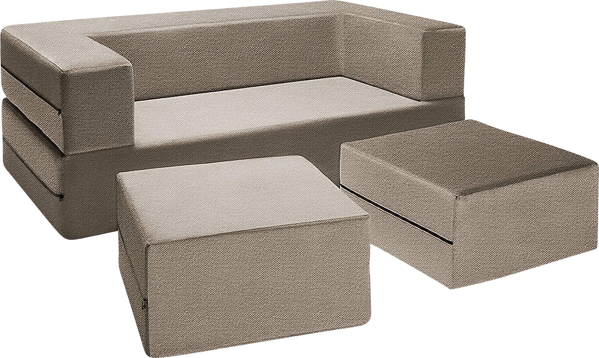 Alfy Tan Convertible Loveseat and Ottoman - Image 2