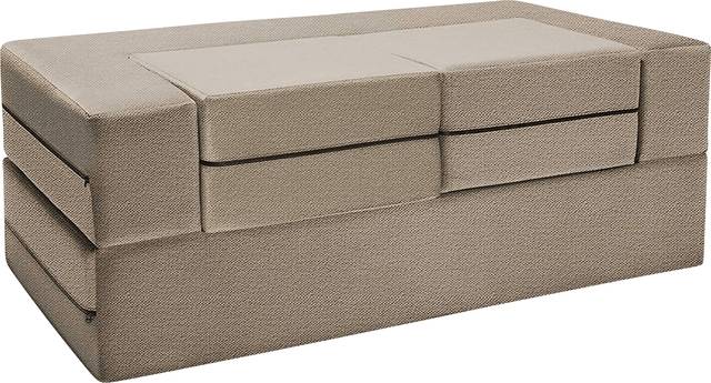 Alfy Tan Convertible Loveseat and Ottoman - Thumbnail - Image 1