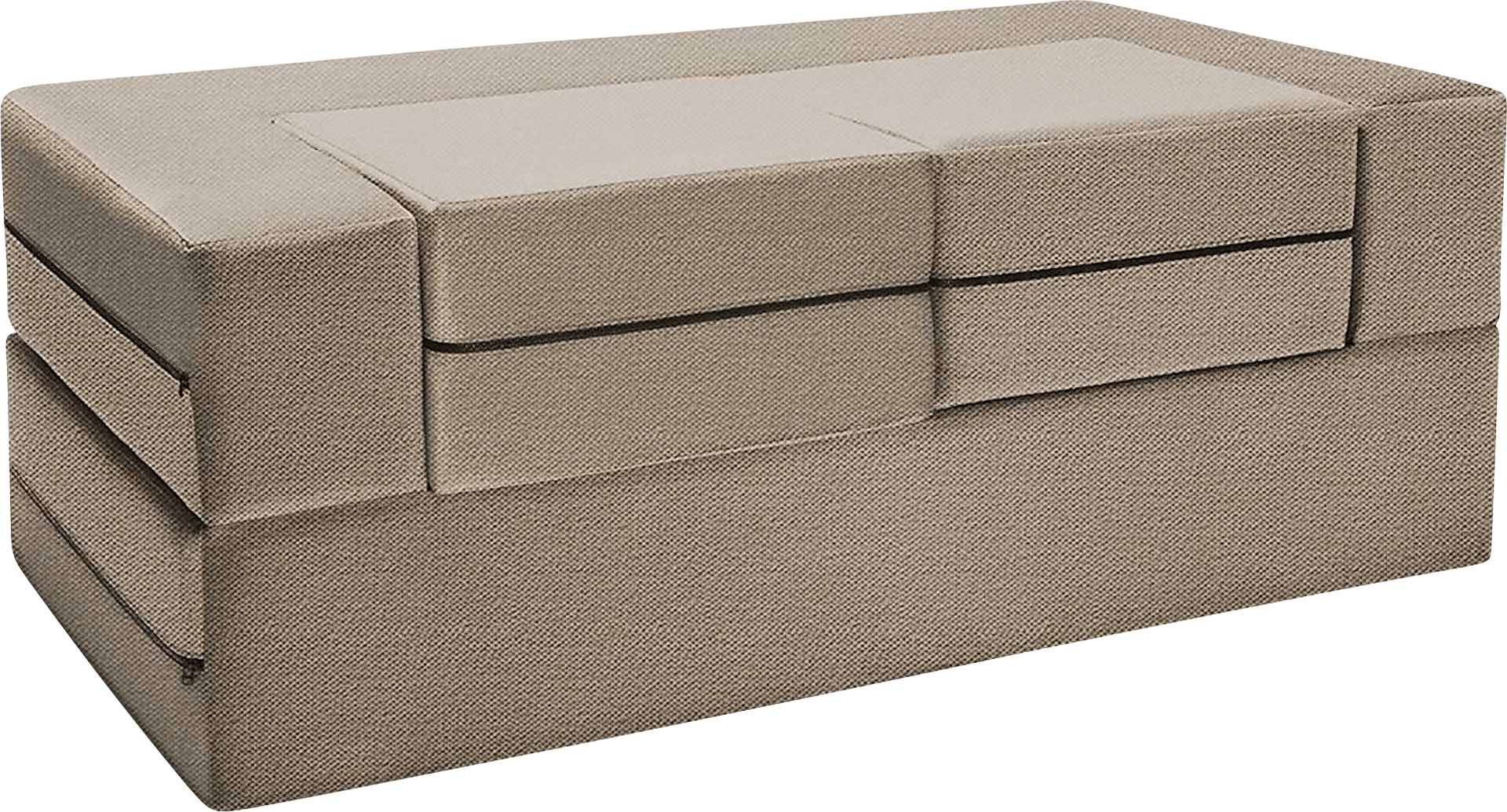 Alfy Tan Convertible Loveseat and Ottoman - Image 1