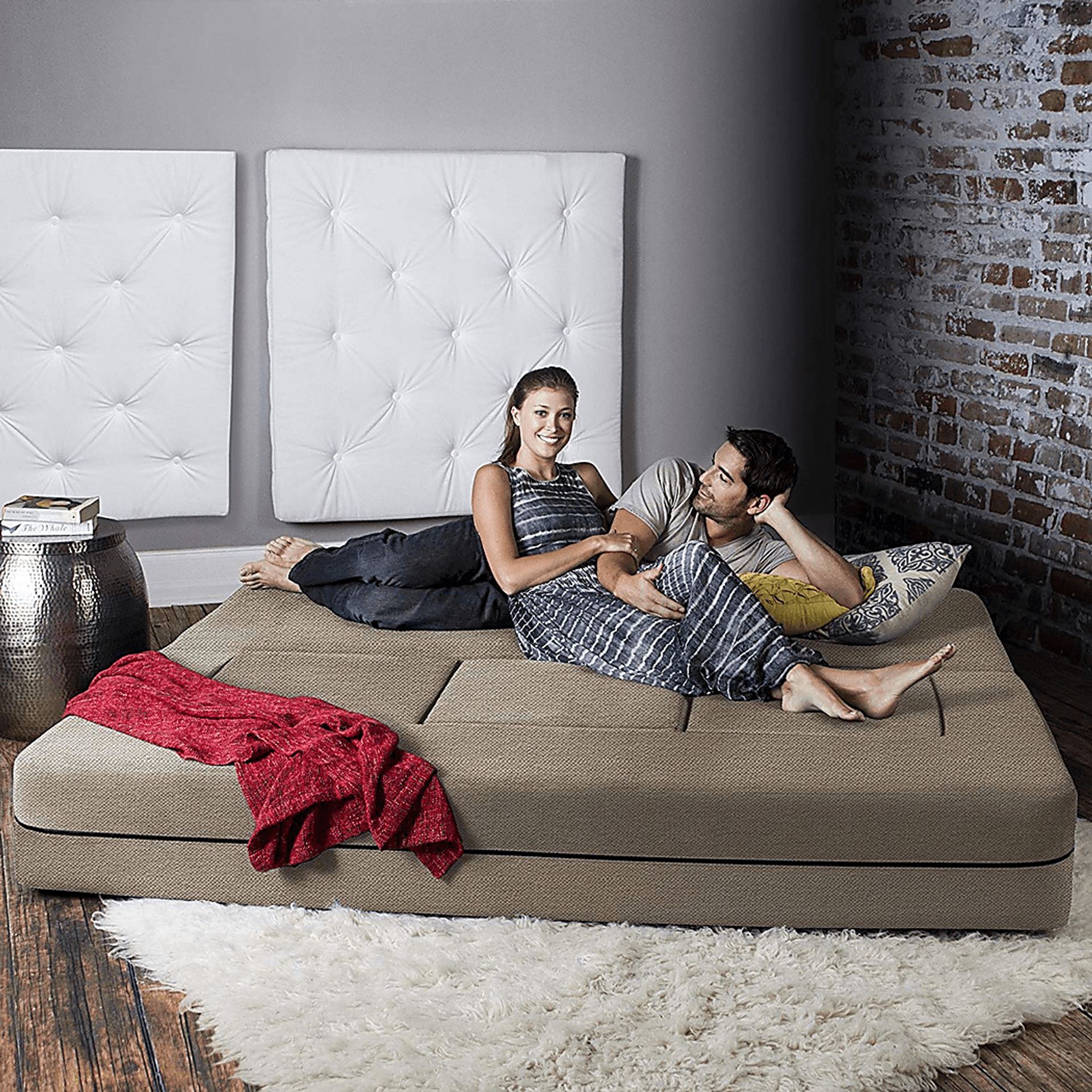 Alfy Tan Convertible Sofa and Ottoman - Image 4