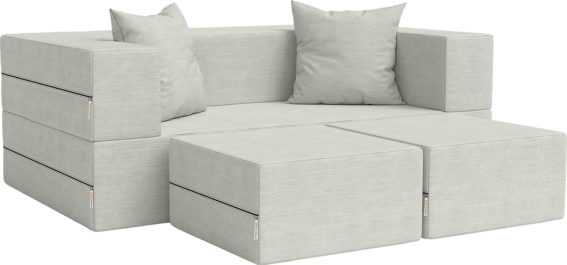 Kids Alfy White Loveseat & Ottomans, Set of 3 - Image 1