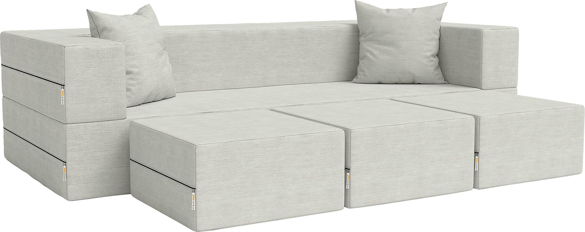 Kids Alfy White Sofa & Ottomans, Set of 4 - Image 1