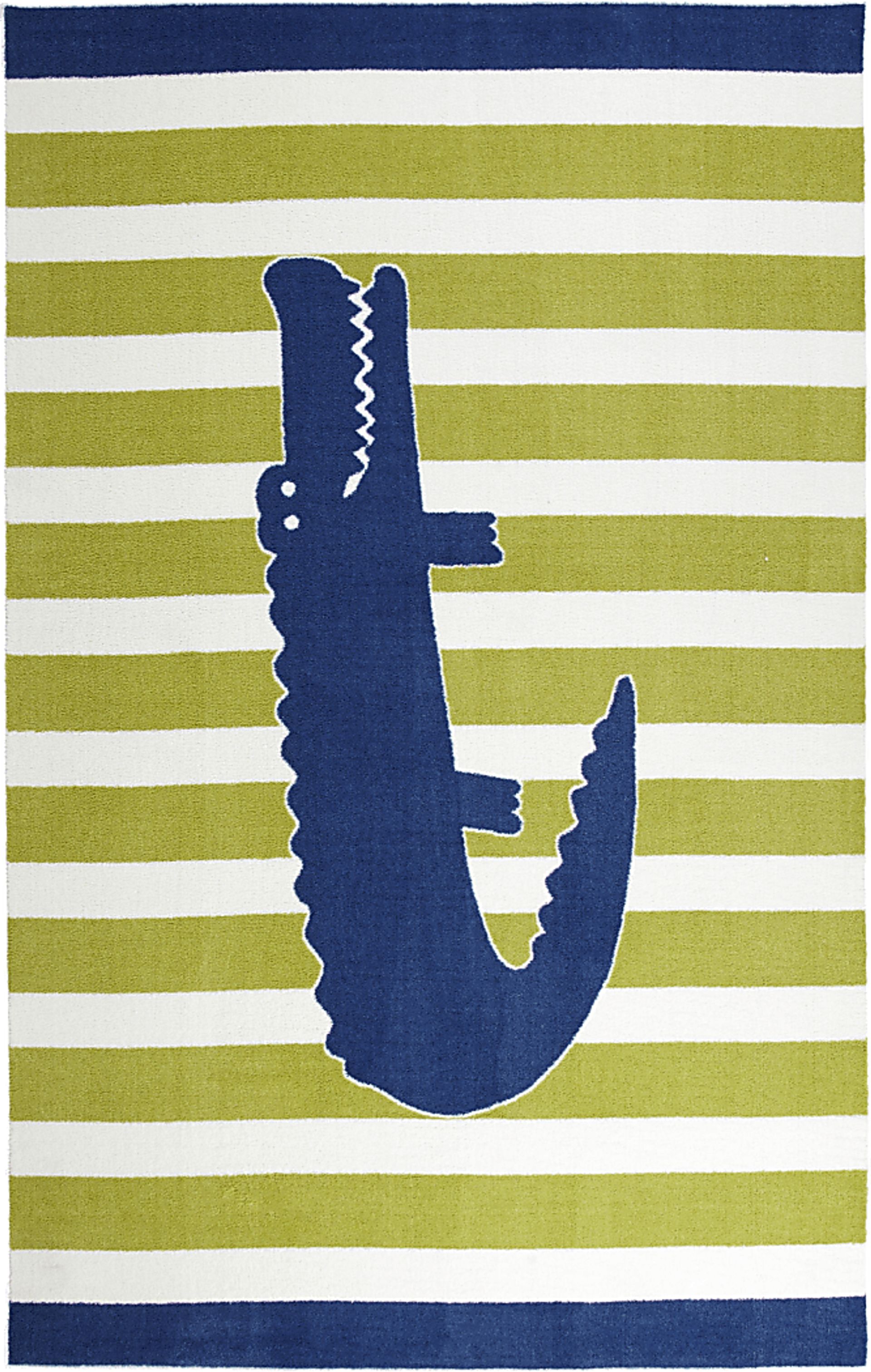 Kids Alligator Way Navy 5' x 8' Rug - Image 1