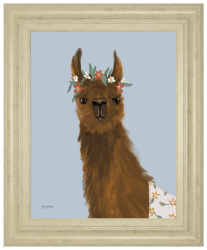 Kids Alpaca Portrait I Blue Artwork