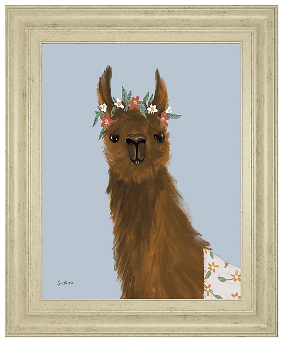 Kids Alpaca Portrait I Blue Artwork - Rooms To Go